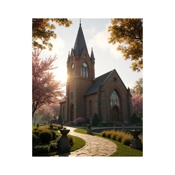 Paint By Numbers Kit for Adults Beginner - DIY Sunlit Brick Building Blossoms Canvas Painting Kits for Adults, Frameless Paint By Number for Adults for Home Wall Decor 16x20 Inch