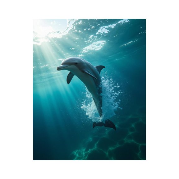Paint By Numbers Kit for Adults Beginner - DIY Sunlit Dolphin Ocean Splash Canvas Painting Kits for Adults, Frameless Paint By Number for Adults for Home Wall Decor 16x20 Inch