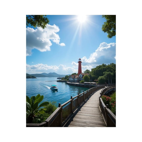 Paint By Numbers Kit for Adults Beginner - DIY Sunlit Lighthouse Scenic Pathway Canvas Painting Kits for Adults, Frameless Paint By Number for Adults for Home Wall Decor 16x20 Inch