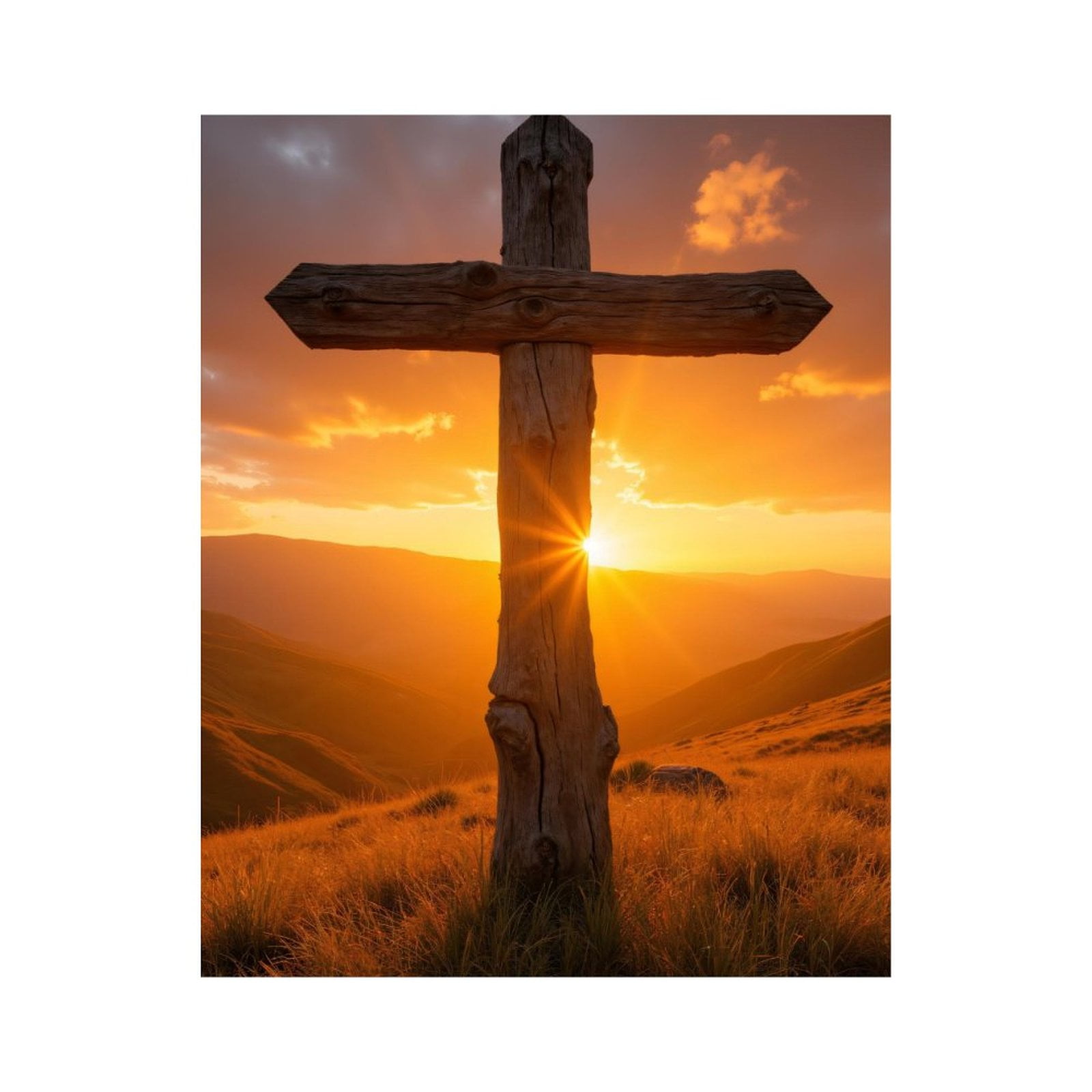 Paint By Numbers Kit for Adults Beginner - DIY Sunrise Over Wooden Cross Landscape Canvas Painting Kits for Adults, Frameless Paint By Number for Adults for Home Wall Decor 16x20 Inch