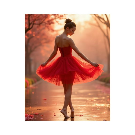 Paint By Numbers Kit for Adults Beginner - DIY Sunset Ballet Red Dress Dancer Canvas Painting Kits for Adults, Frameless Paint By Number for Adults for Home Wall Decor 16x20 Inch