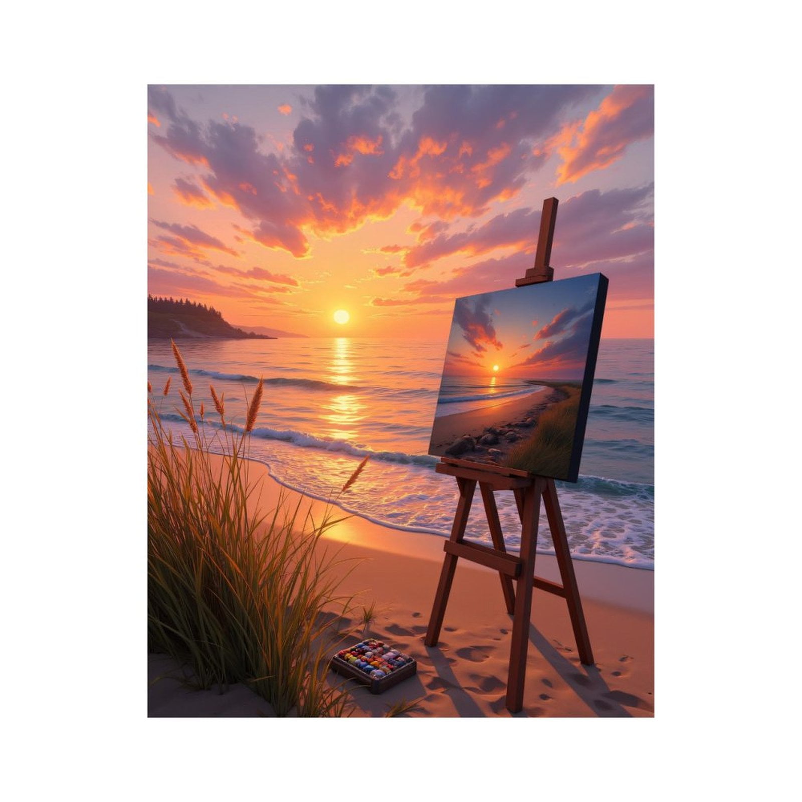 Paint By Numbers Kit for Adults Beginner - DIY Sunset Beach Painting Art Coast Canvas Painting Kits for Adults, Frameless Paint By Number for Adults for Home Wall Decor 16x20 Inch