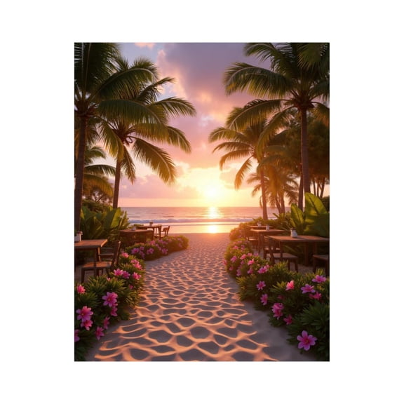 Paint By Numbers Kit for Adults Beginner - DIY Sunset Beach Path Palm Trees Canvas Painting Kits for Adults, Frameless Paint By Number for Adults for Home Wall Decor 16x20 Inch