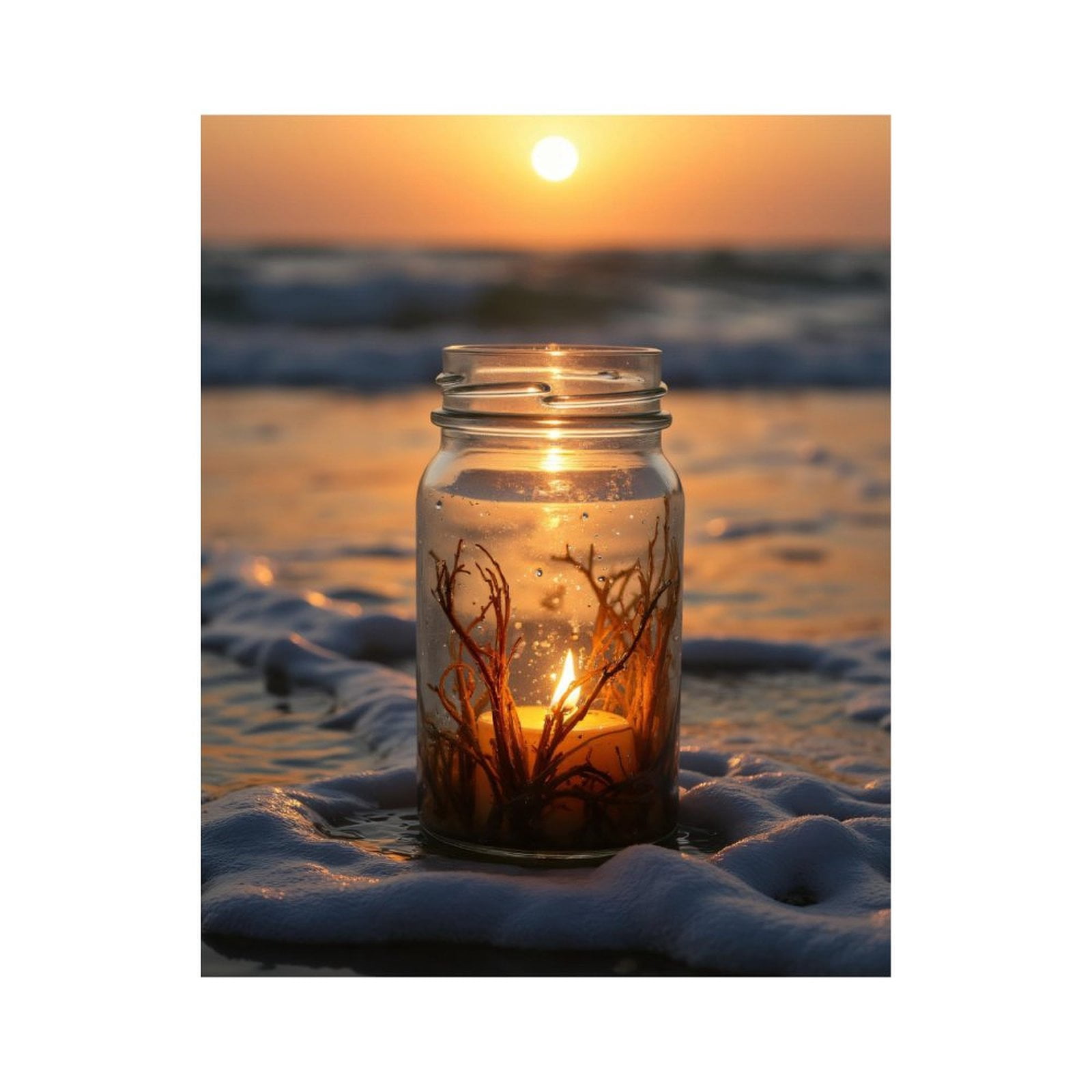 Paint By Numbers Kit for Adults Beginner - DIY Sunset Candle Beach Scene Canvas Painting Kits for Adults, Frameless Paint By Number for Adults for Home Wall Decor 16x20 Inch