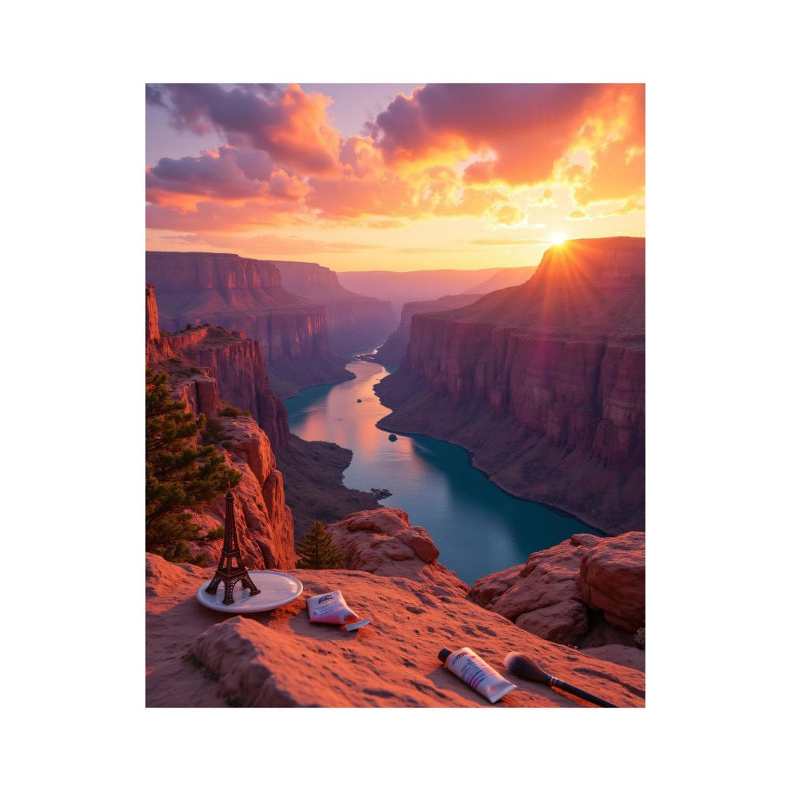 Paint By Numbers Kit for Adults Beginner - DIY Sunset Canyon View Art Supplies Canvas Painting Kits for Adults, Frameless Paint By Number for Adults for Home Wall Decor 16x20 Inch