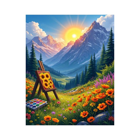 Paint By Numbers Kit for Adults Beginner - DIY Sunset Mountain Painting Palette Canvas Painting Kits for Adults, Frameless Paint By Number for Adults for Home Wall Decor 16x20 Inch