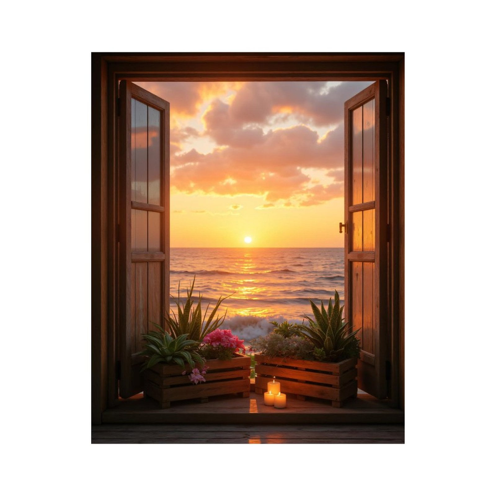 Paint By Numbers Kit for Adults Beginner - DIY Sunset Ocean Open Door Candles Canvas Painting Kits for Adults, Frameless Paint By Number for Adults for Home Wall Decor 16x20 Inch