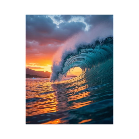 Paint By Numbers Kit for Adults Beginner - DIY Sunset Ocean Wave Horizon Vista Canvas Painting Kits for Adults, Frameless Paint By Number for Adults for Home Wall Decor 16x20 Inch