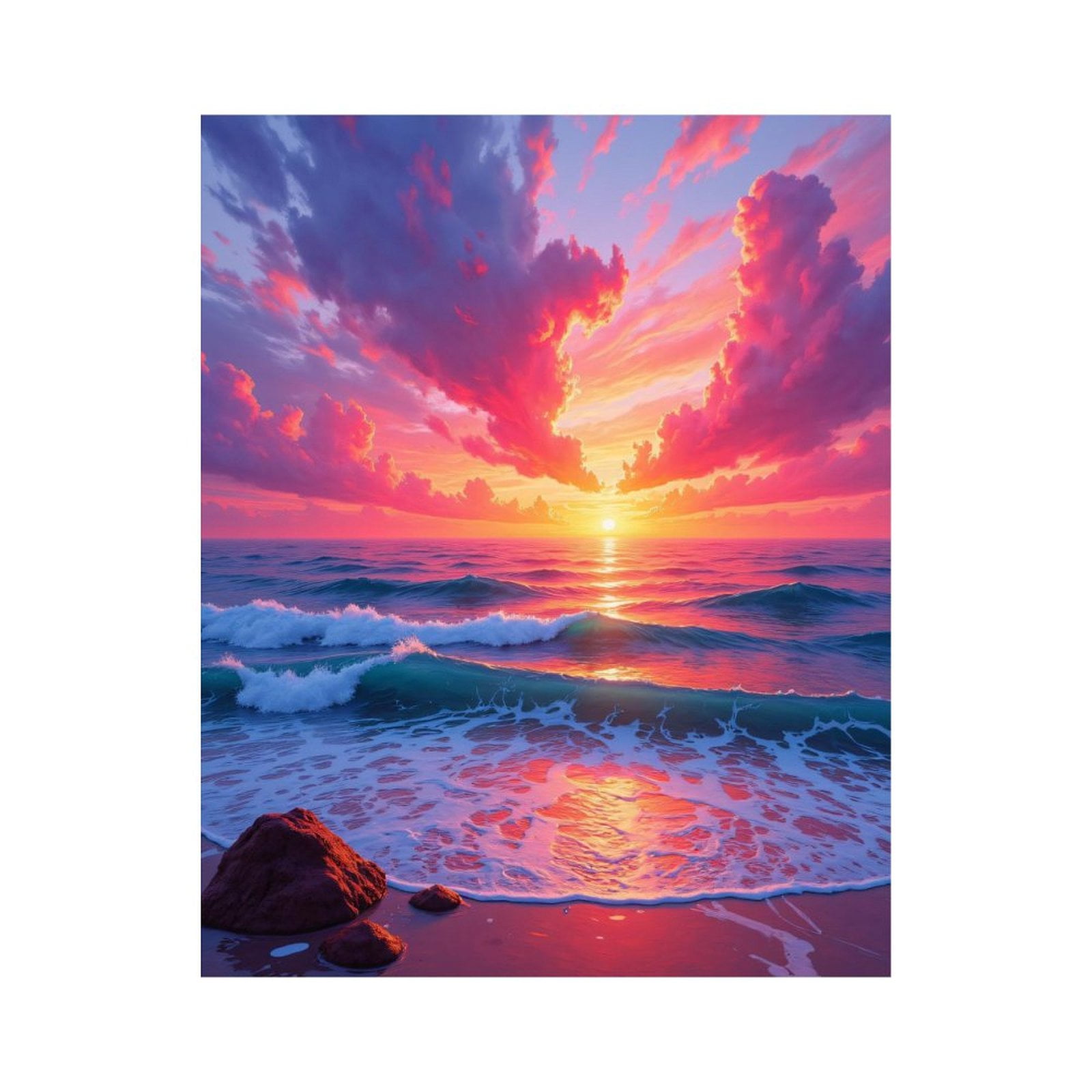 Paint By Numbers Kit for Adults Beginner - DIY Sunset Ocean Waves Beach Serenity Canvas Painting Kits for Adults, Frameless Paint By Number for Adults for Home Wall Decor 16x20 Inch