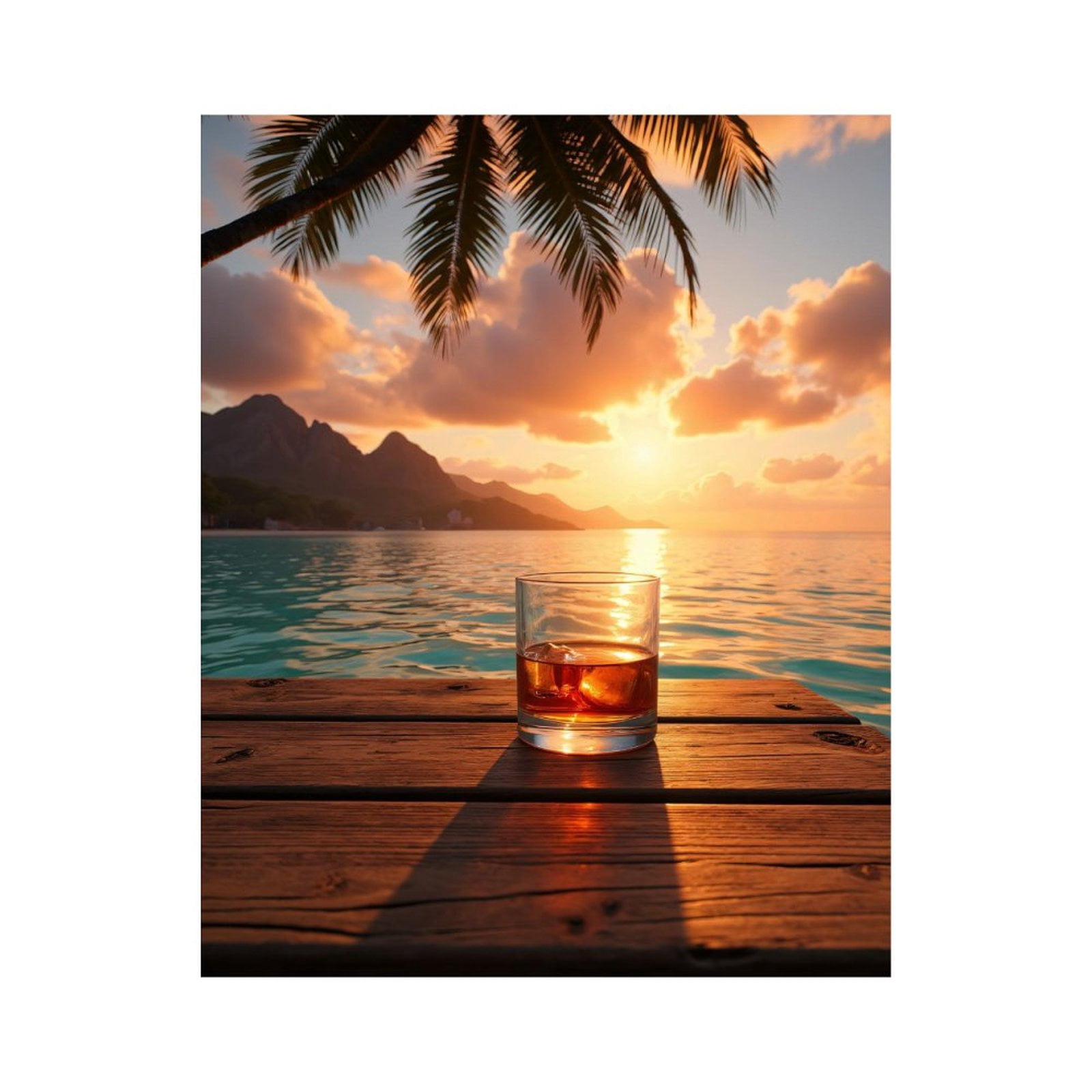 Paint By Numbers Kit for Adults Beginner - DIY Sunset Ocean Whiskey Glass View Canvas Painting Kits for Adults, Frameless Paint By Number for Adults for Home Wall Decor 16x20 Inch