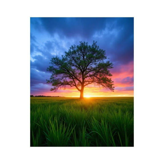 Paint By Numbers Kit for Adults Beginner - DIY Sunset Tree Serenity Field Sky Canvas Painting Kits for Adults, Frameless Paint By Number for Adults for Home Wall Decor 16x20 Inch