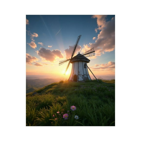 Paint By Numbers Kit for Adults Beginner - DIY Sunset Windmill Scenic Landscape Canvas Painting Kits for Adults, Frameless Paint By Number for Adults for Home Wall Decor 16x20 Inch
