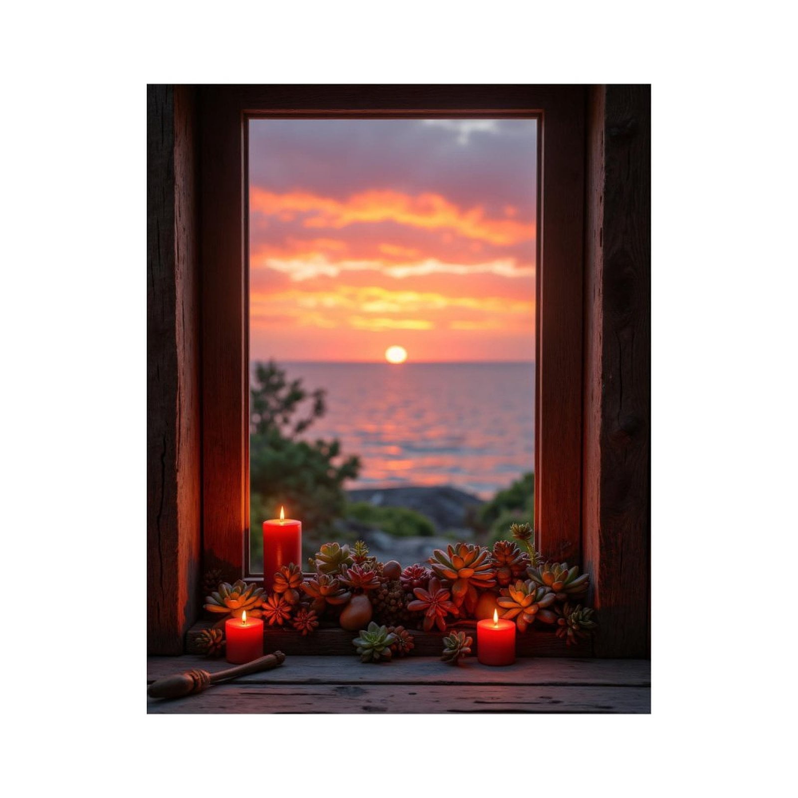 Paint By Numbers Kit for Adults Beginner - DIY Sunset Window Candles Succulents Canvas Painting Kits for Adults, Frameless Paint By Number for Adults for Home Wall Decor 16x20 Inch