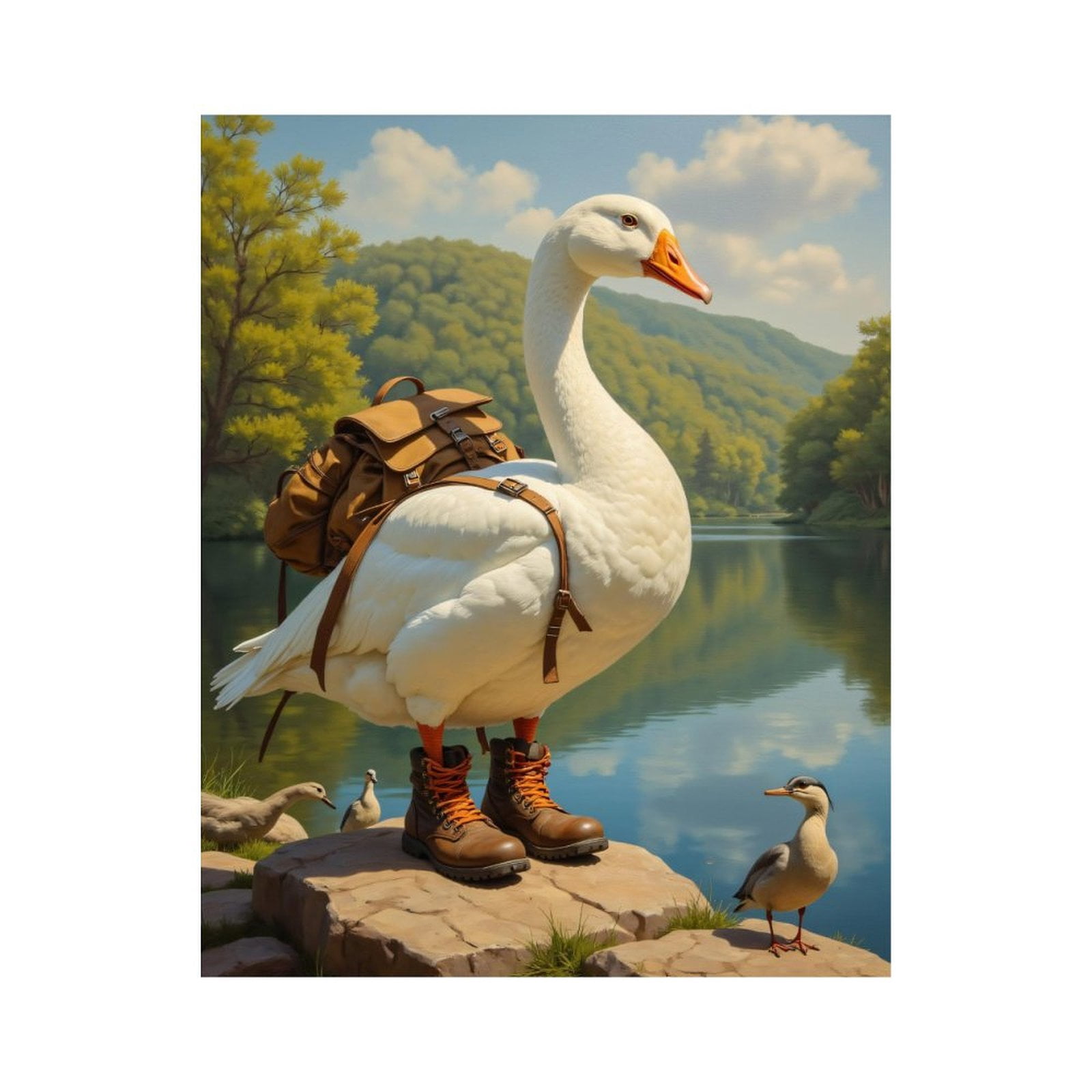Paint By Numbers Kit for Adults Beginner - DIY Swan Backpack Boots Adventure Lake Canvas Painting Kits for Adults, Frameless Paint By Number for Adults for Home Wall Decor 16x20 Inch