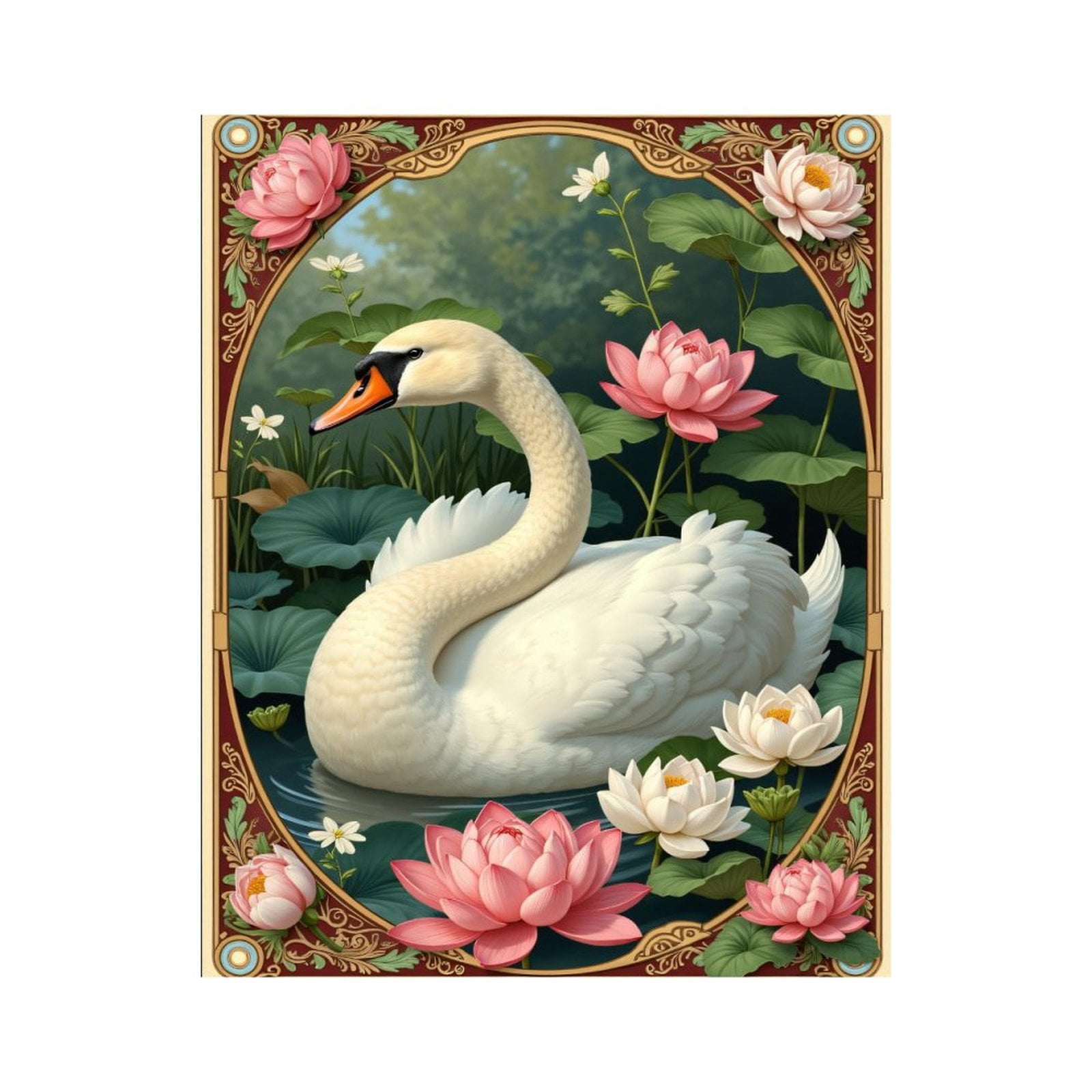 Paint By Numbers Kit for Adults Beginner - DIY Swan Lotus Pond Art Nouveau Canvas Painting Kits for Adults, Frameless Paint By Number for Adults for Home Wall Decor 16x20 Inch
