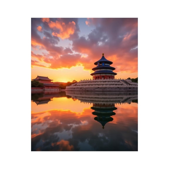 Paint By Numbers Kit for Adults Beginner - DIY Temple Sunset Reflection Canvas Painting Kits for Adults, Frameless Paint By Number for Adults for Home Wall Decor 16x20 Inch