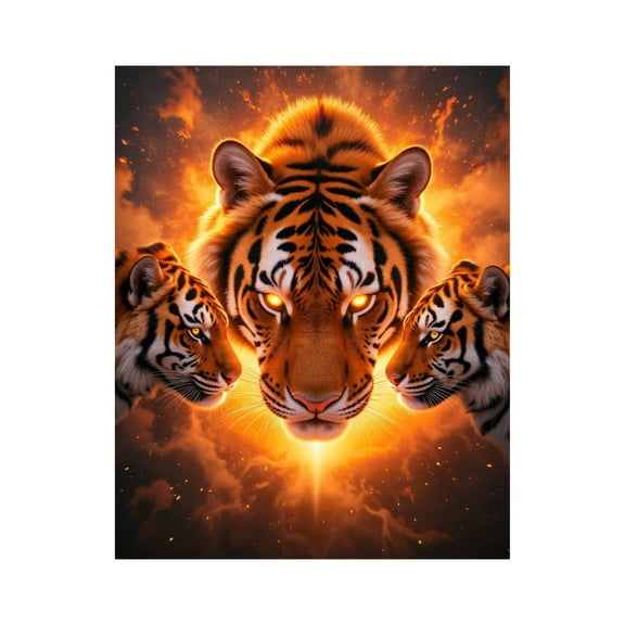 Paint By Numbers Kit for Adults Beginner - DIY Tiger Flames Radiant Glow Canvas Painting Kits for Adults, Frameless Paint By Number for Adults for Home Wall Decor 16x20 Inch