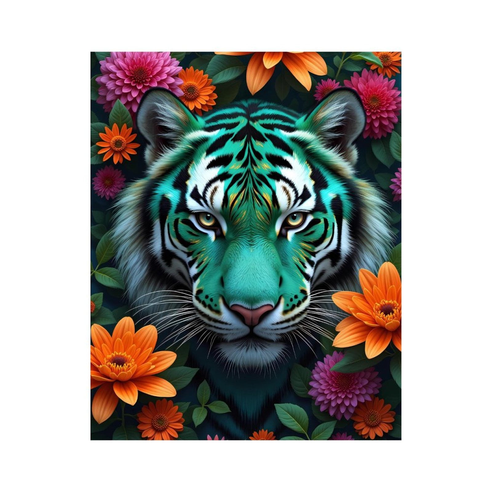 Paint By Numbers Kit for Adults Beginner - DIY Tiger Floral Fantasy Art Canvas Painting Kits for Adults, Frameless Paint By Number for Adults for Home Wall Decor 16x20 Inch