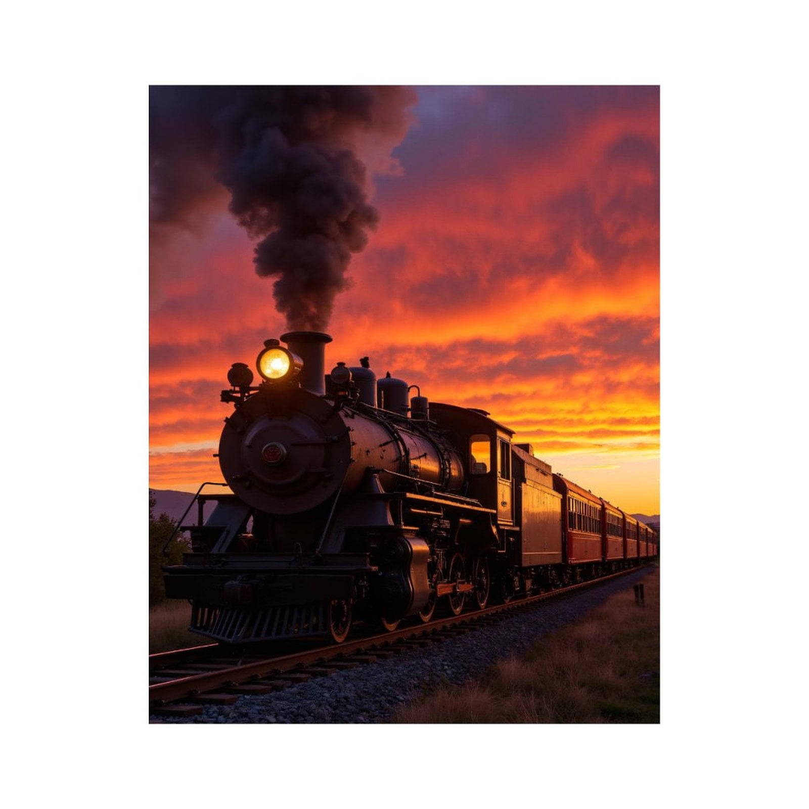 Paint By Numbers Kit for Adults Beginner - DIY Train Sunset Journey Canvas Painting Kits for Adults, Frameless Paint By Number for Adults for Home Wall Decor 16x20 Inch