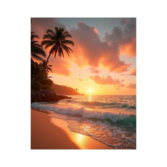 Paint By Numbers Kit for Adults Beginner - DIY Tropical Beach Sunset Waves Canvas Painting Kits for Adults, Frameless Paint By Number for Adults for Home Wall Decor 16x20 Inch