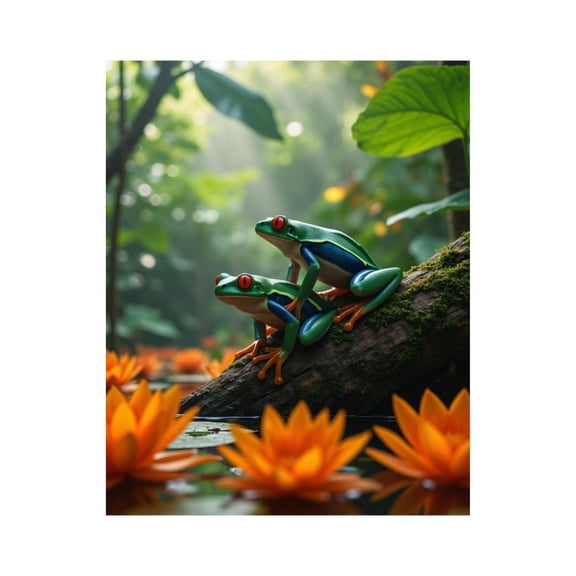 Paint By Numbers Kit for Adults Beginner - DIY Tropical Frogs On Log Blossoms Canvas Painting Kits for Adults, Frameless Paint By Number for Adults for Home Wall Decor 16x20 Inch