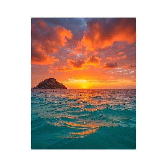 Paint By Numbers Kit for Adults Beginner - DIY Tropical Island Sunset Ocean Waves Canvas Painting Kits for Adults, Frameless Paint By Number for Adults for Home Wall Decor 16x20 Inch