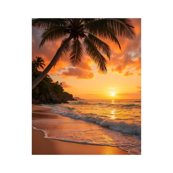 Paint By Numbers Kit for Adults Beginner - DIY Tropical Sunset Ocean Waves Beach Canvas Painting Kits for Adults, Frameless Paint By Number for Adults for Home Wall Decor 16x20 Inch