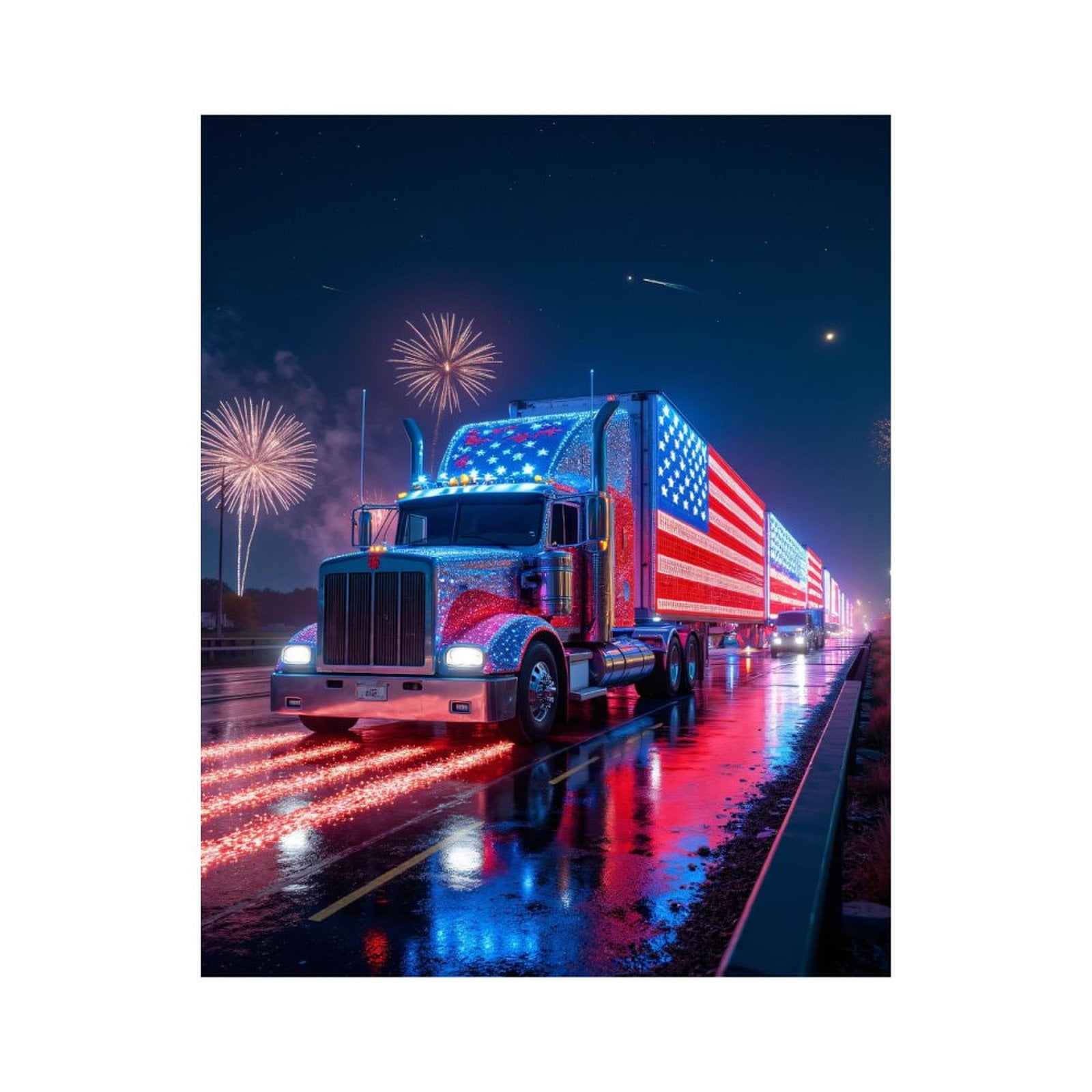 Paint By Numbers Kit for Adults Beginner - DIY Truck Night Celebration Illuminations Canvas Painting Kits for Adults, Frameless Paint By Number for Adults for Home Wall Decor 16x20 Inch