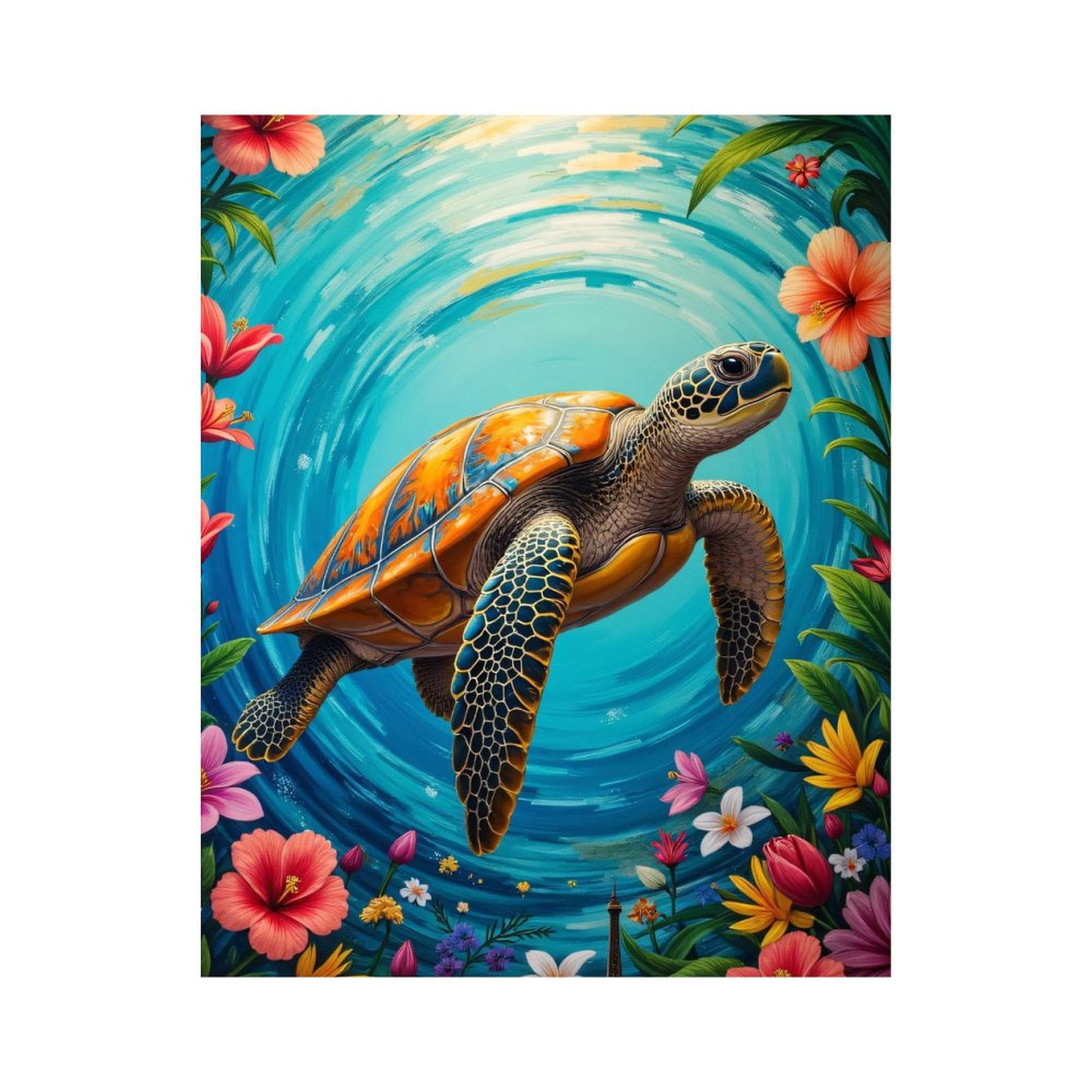 Paint By Numbers Kit for Adults Beginner - DIY Turtle Ocean Floral Fantasy Canvas Painting Kits for Adults, Frameless Paint By Number for Adults for Home Wall Decor 16x20 Inch
