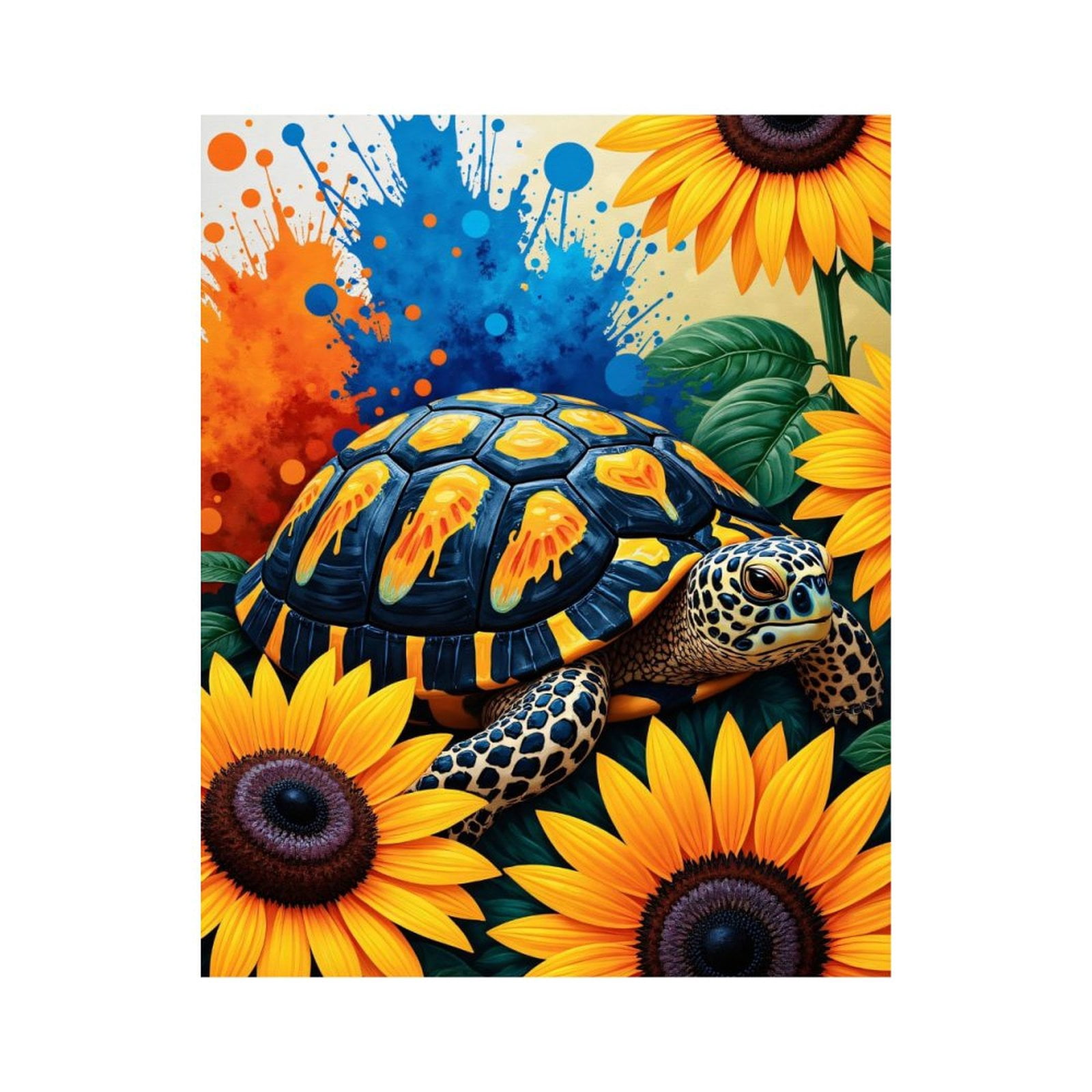 Paint By Numbers Kit for Adults Beginner - DIY Turtle Sunflowers Splash Art Canvas Painting Kits for Adults, Frameless Paint By Number for Adults for Home Wall Decor 16x20 Inch