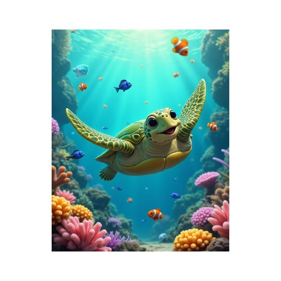 Paint By Numbers Kit for Adults Beginner - DIY Underwater Adventure Sea Turtle Canvas Painting Kits for Adults, Frameless Paint By Number for Adults for Home Wall Decor 16x20 Inch