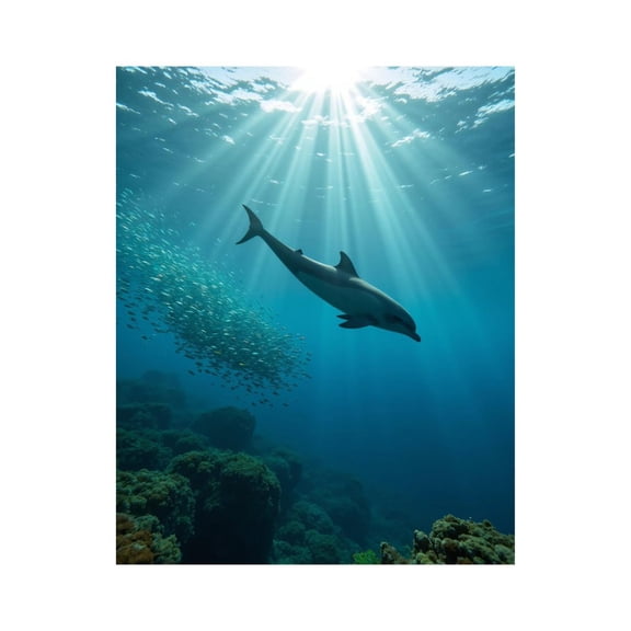 Paint By Numbers Kit for Adults Beginner - DIY Underwater Dolphin Ocean Scene Canvas Painting Kits for Adults, Frameless Paint By Number for Adults for Home Wall Decor 16x20 Inch