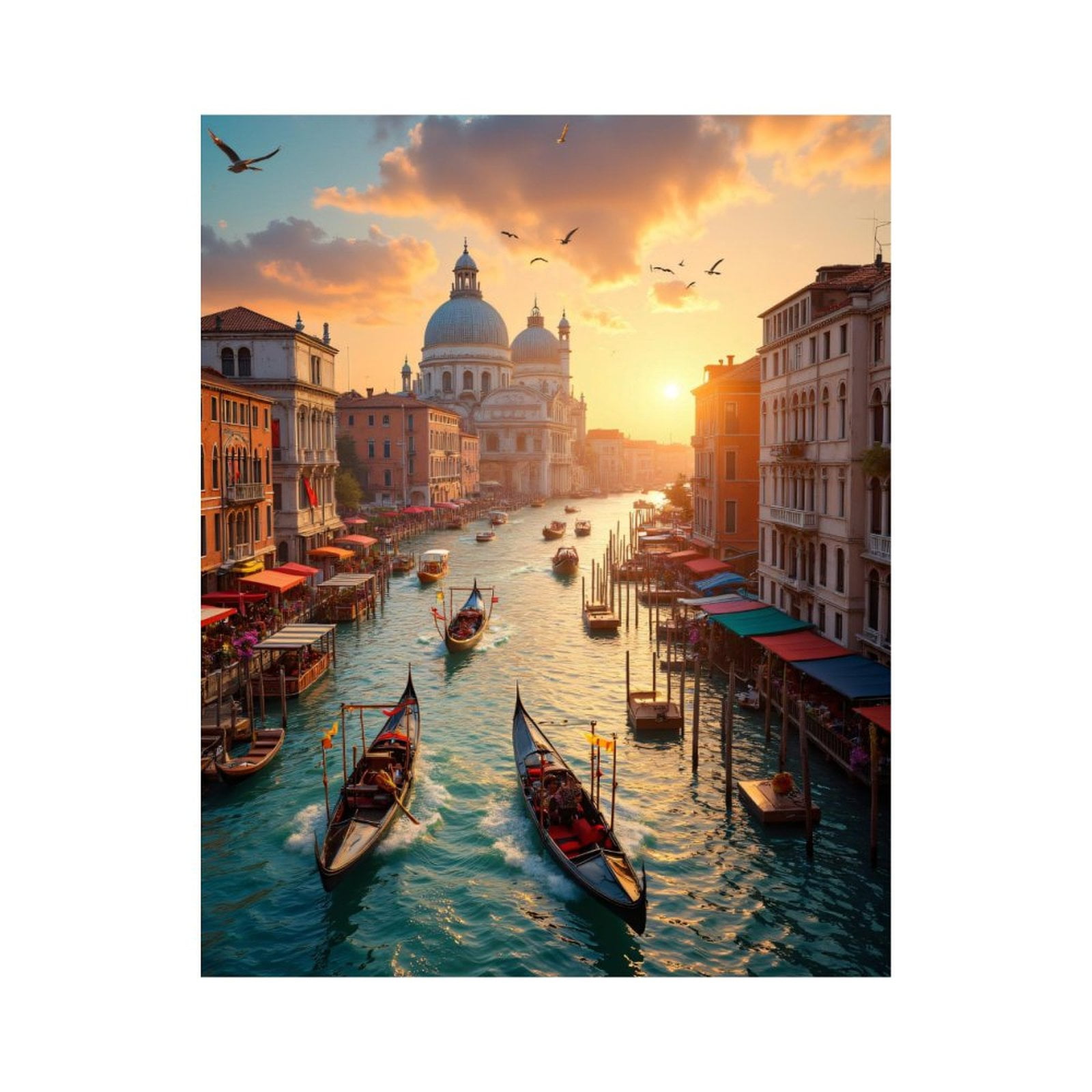 Paint By Numbers Kit for Adults Beginner - DIY Venice Sunrise Gondolas Canal Scene Canvas Painting Kits for Adults, Frameless Paint By Number for Adults for Home Wall Decor 16x20 Inch