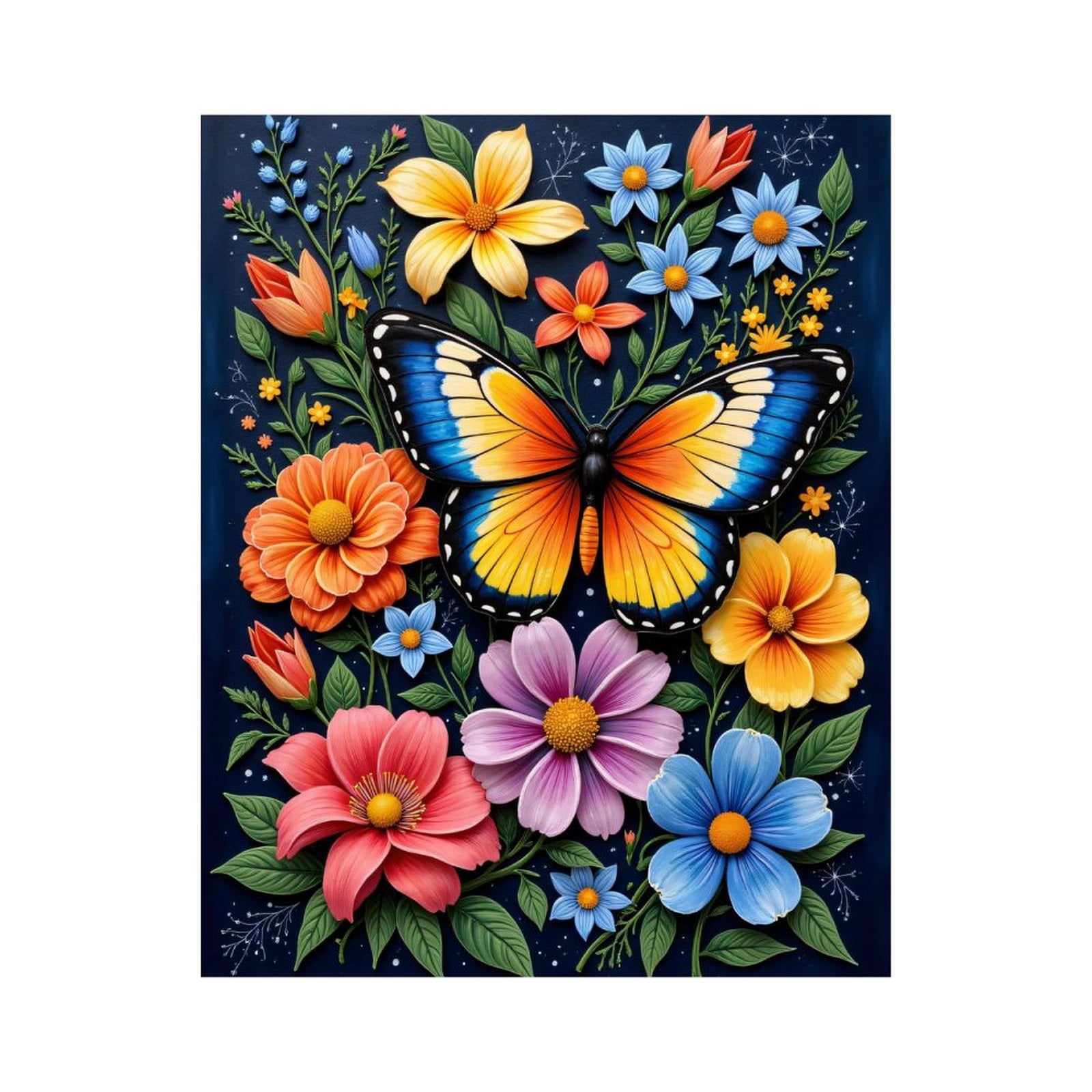 Paint By Numbers Kit for Adults Beginner - DIY Vibrant Butterfly Floral Art Canvas Painting Kits for Adults, Frameless Paint By Number for Adults for Home Wall Decor 16x20 Inch