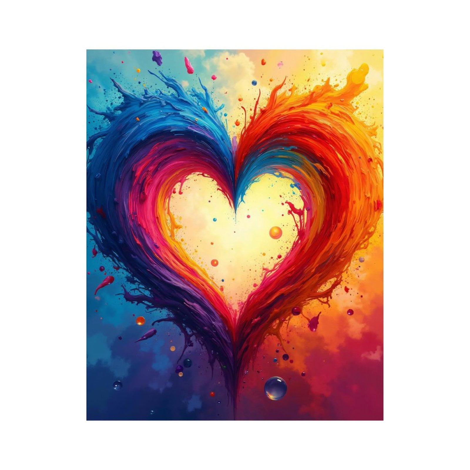 Paint By Numbers Kit for Adults Beginner - DIY Vibrant Heart Paint Splash Art Canvas Painting Kits for Adults, Frameless Paint By Number for Adults for Home Wall Decor 16x20 Inch