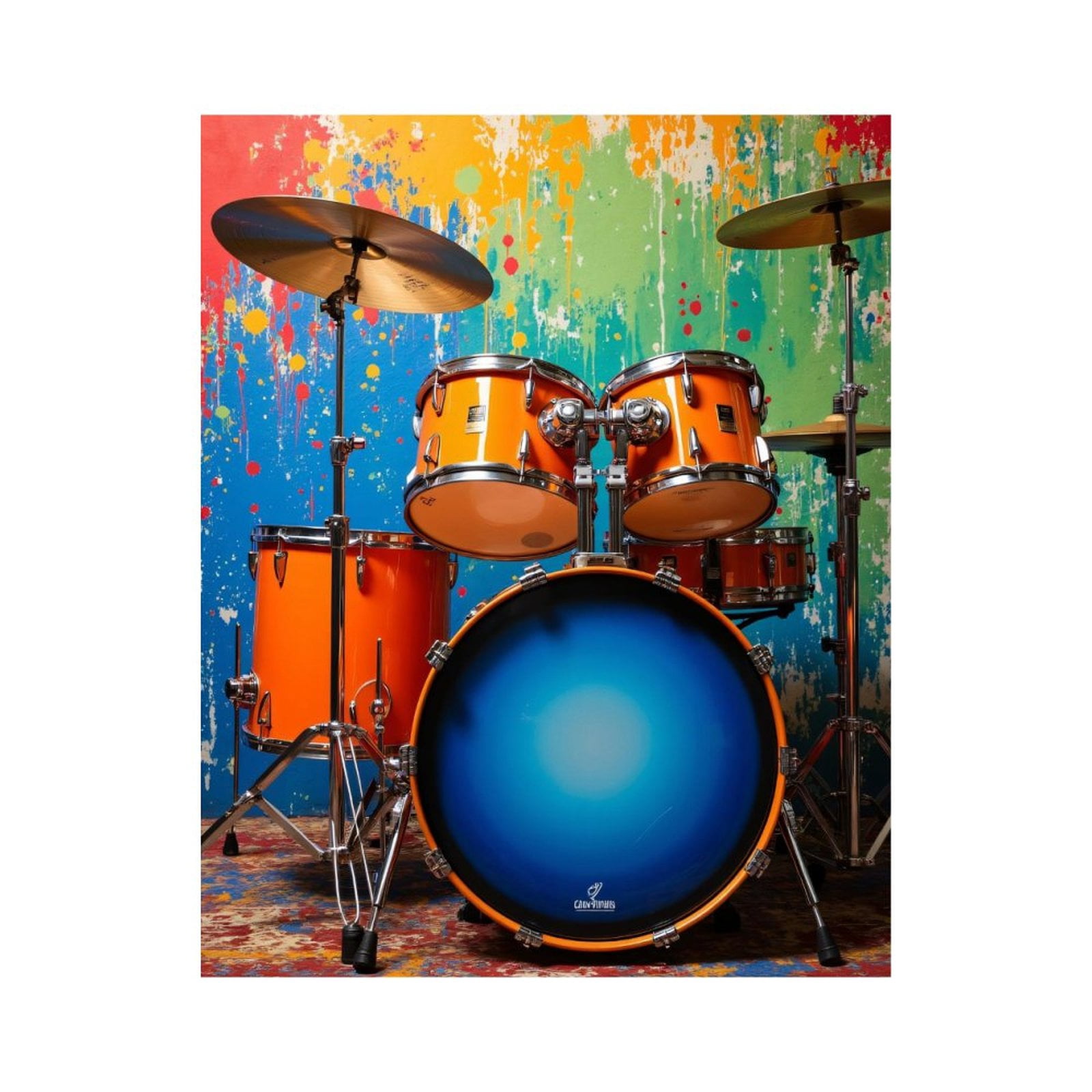 Paint By Numbers Kit for Adults Beginner - DIY Vibrant Orange Drum Set Burst Background Canvas Painting Kits for Adults, Frameless Paint By Number for Adults for Home Wall Decor 16x20 Inch