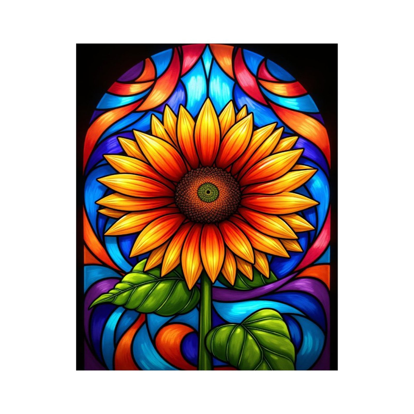 Paint By Numbers Kit for Adults Beginner - DIY Vibrant Sunflower Stained Glass Art Canvas Painting Kits for Adults, Frameless Paint By Number for Adults for Home Wall Decor 16x20 Inch