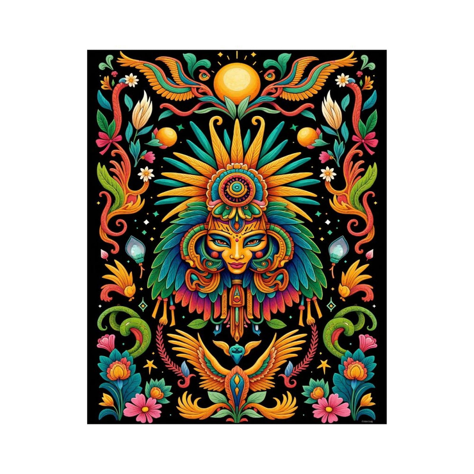 Paint By Numbers Kit for Adults Beginner - DIY Vibrant Tribal Mask Floral Art Canvas Painting Kits for Adults, Frameless Paint By Number for Adults for Home Wall Decor 16x20 Inch