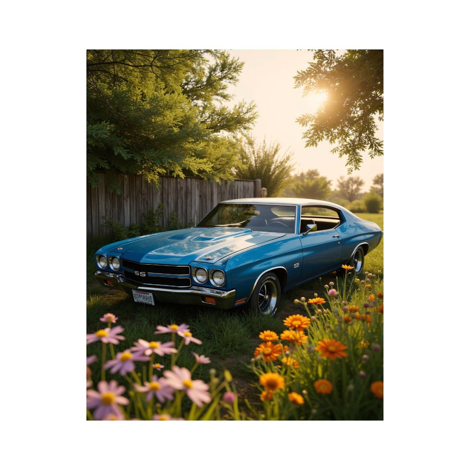 Paint By Numbers Kit for Adults Beginner - DIY Vintage Car Among Summer Blooms Canvas Painting Kits for Adults, Frameless Paint By Number for Adults for Home Wall Decor 16x20 Inch