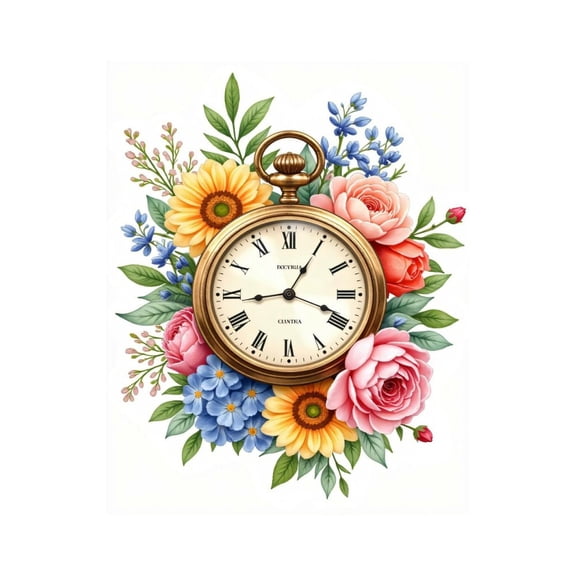 Paint By Numbers Kit for Adults Beginner - DIY Vintage Pocket Watch Floral Arrangement Canvas Painting Kits for Adults, Frameless Paint By Number for Adults for Home Wall Decor 16x20 Inch