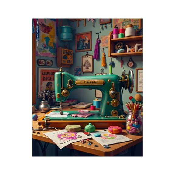 Paint By Numbers Kit for Adults Beginner - DIY Vintage Sewing Machine Crafts Workshop Canvas Painting Kits for Adults, Frameless Paint By Number for Adults for Home Wall Decor 16x20 Inch