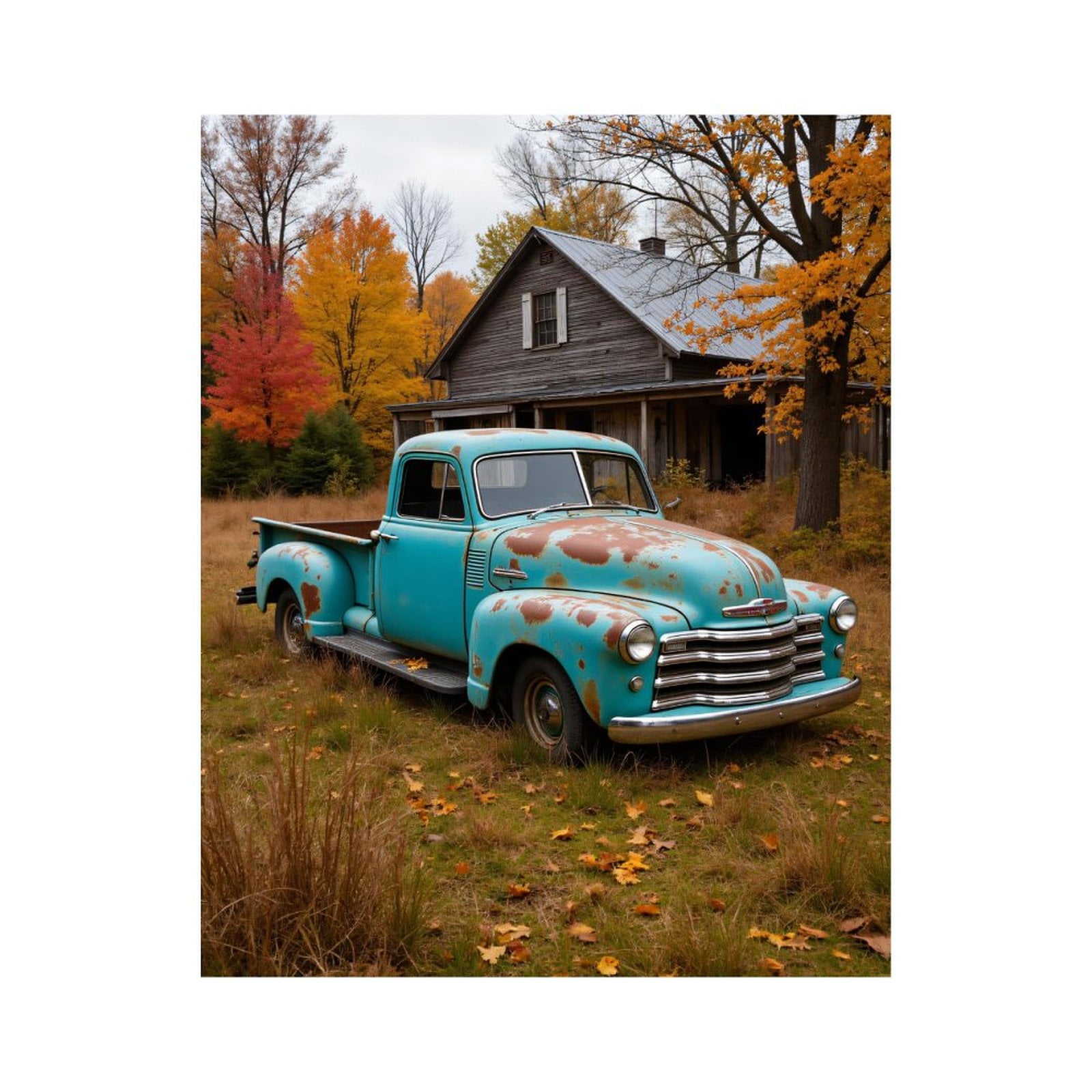 Paint By Numbers Kit for Adults Beginner - DIY Vintage Truck Autumn Scene Canvas Painting Kits for Adults, Frameless Paint By Number for Adults for Home Wall Decor 16x20 Inch