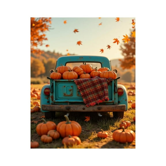 Paint By Numbers Kit for Adults Beginner - DIY Vintage Truck Pumpkins Autumn Scene Canvas Painting Kits for Adults, Frameless Paint By Number for Adults for Home Wall Decor 16x20 Inch