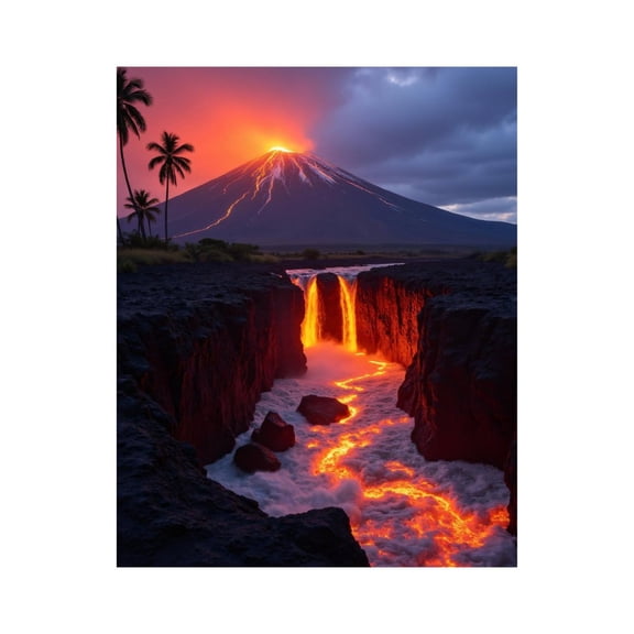 Paint By Numbers Kit for Adults Beginner - DIY Volcanic Eruption Lava Waterfall Canvas Painting Kits for Adults, Frameless Paint By Number for Adults for Home Wall Decor 16x20 Inch