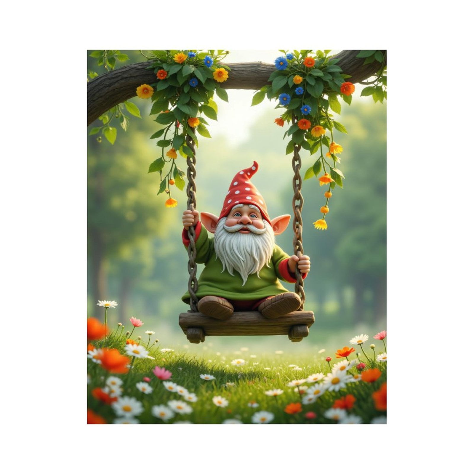 Paint By Numbers Kit for Adults Beginner - DIY Whimsical Gnome On Swing Canvas Painting Kits for Adults, Frameless Paint By Number for Adults for Home Wall Decor 16x20 Inch