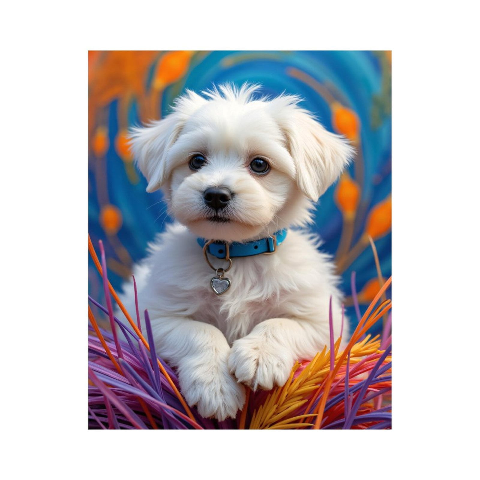 Paint By Numbers Kit for Adults Beginner - DIY White Puppy Vibrant Background Canvas Painting Kits for Adults, Frameless Paint By Number for Adults for Home Wall Decor 16x20 Inch