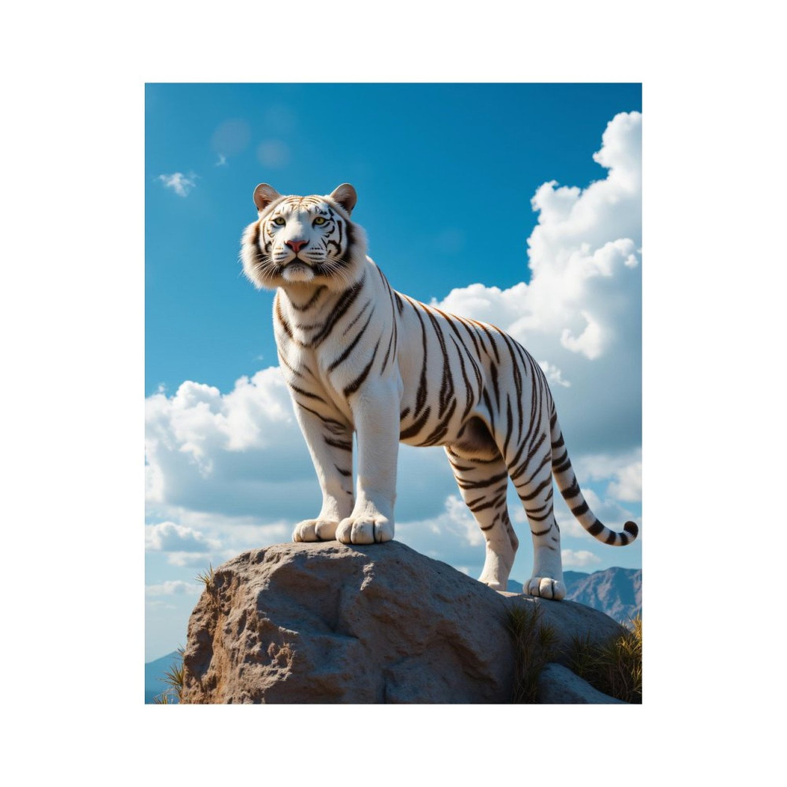 Paint By Numbers Kit for Adults Beginner - DIY White Tiger Majestic Rock Sky Canvas Painting Kits for Adults, Frameless Paint By Number for Adults for Home Wall Decor 16x20 Inch