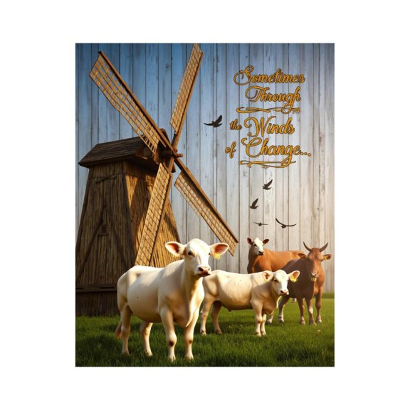 Paint By Numbers Kit for Adults Beginner - DIY Windmill Grazing Cattle Scene Canvas Painting Kits for Adults, Frameless Paint By Number for Adults for Home Wall Decor 16x20 Inch