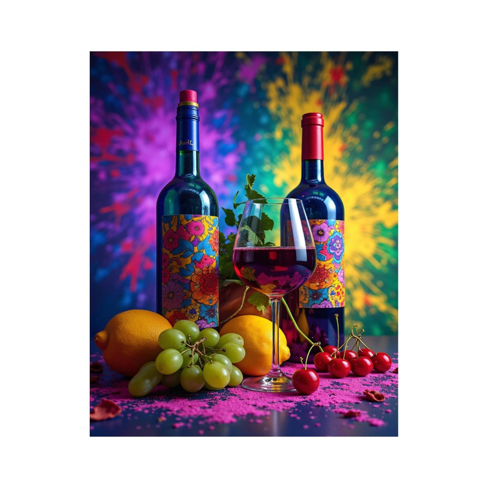 Paint By Numbers Kit for Adults Beginner - DIY Wine Bottles Fruit Colorful Setting Canvas Painting Kits for Adults, Frameless Paint By Number for Adults for Home Wall Decor 16x20 Inch