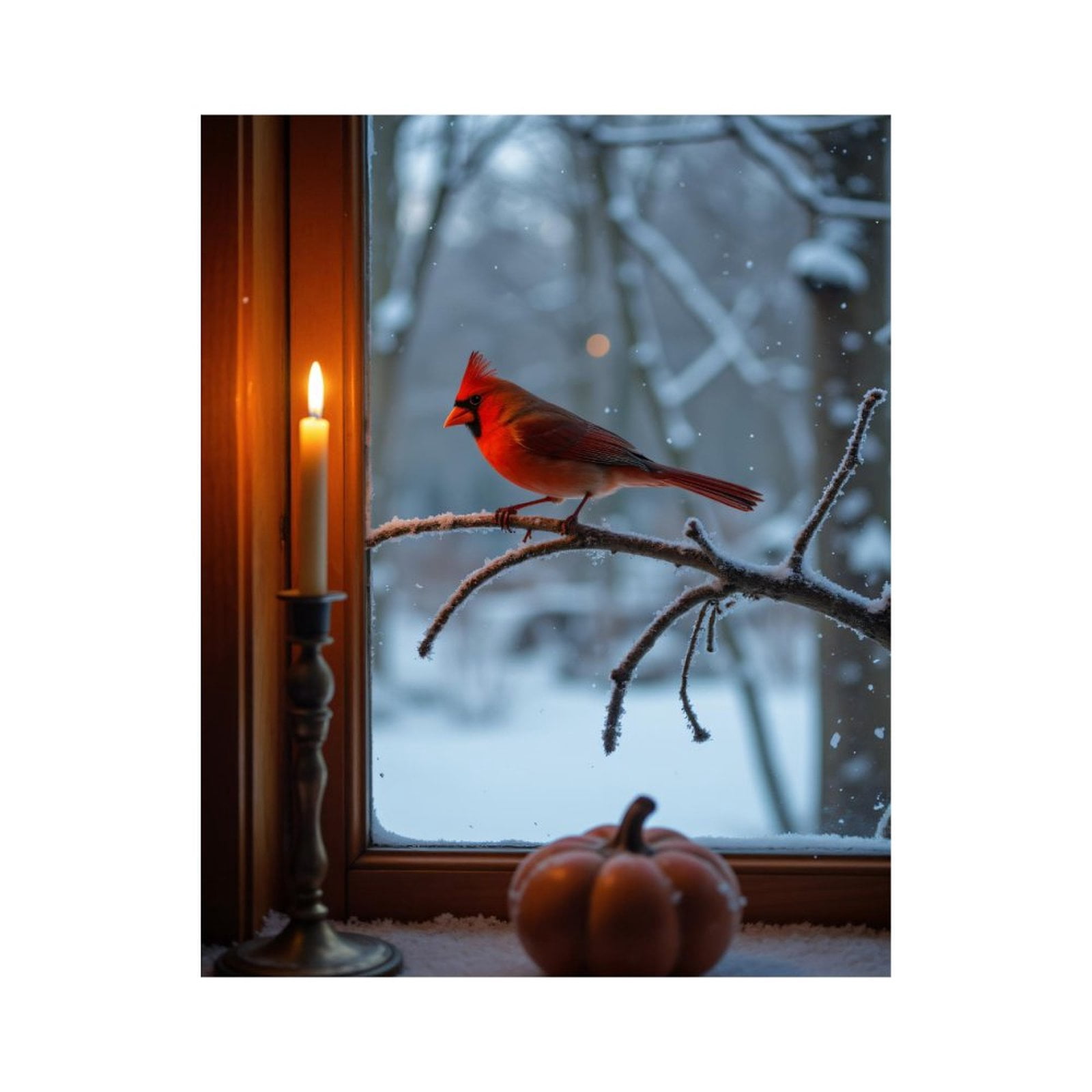 Paint By Numbers Kit for Adults Beginner - DIY Winter Cardinal Candle Window Scene Canvas Painting Kits for Adults, Frameless Paint By Number for Adults for Home Wall Decor 16x20 Inch